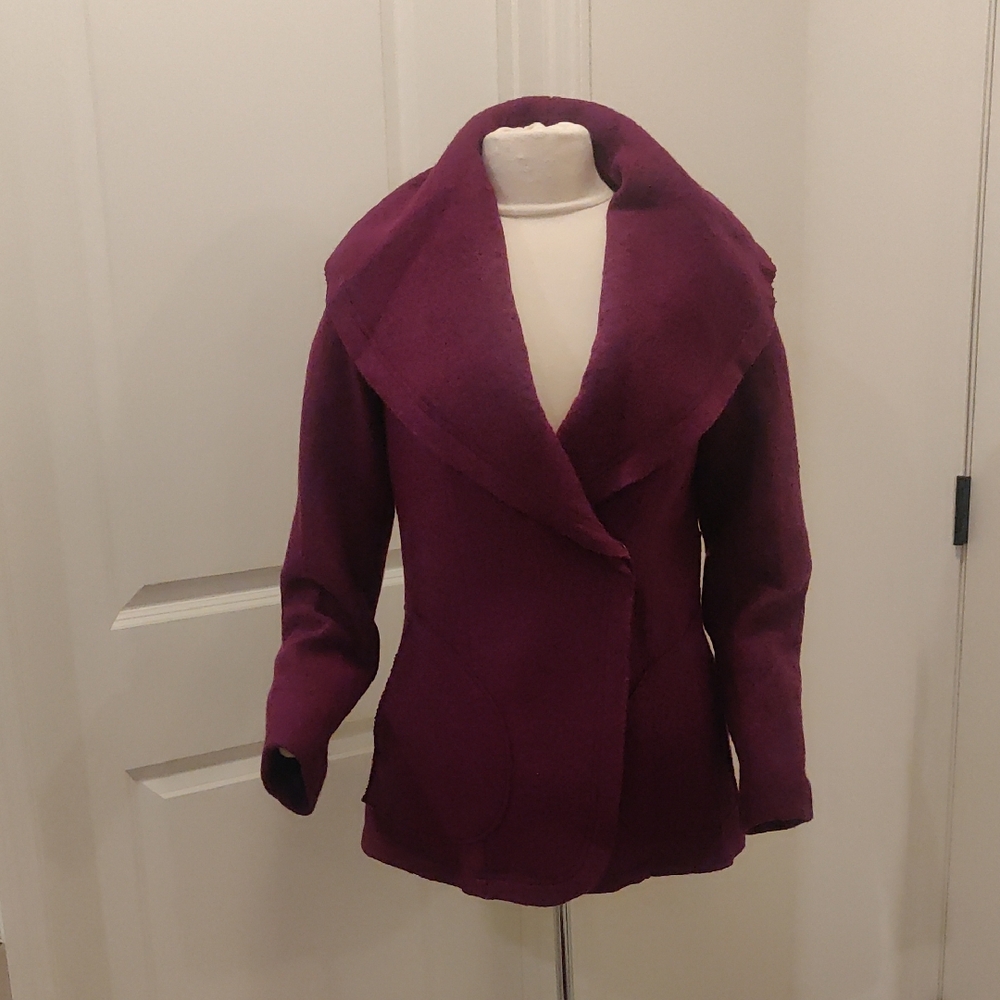 Forecaster Of Boston Purple Boiled Wool Blend Shawl Collar Coat Sz 8